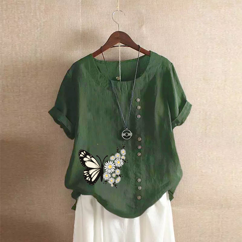 T-shirt en coton et lin pour femmes, chemises décontractées, t-shirts élégants, vêtements d'été Y2k Y-Vintage Fashion