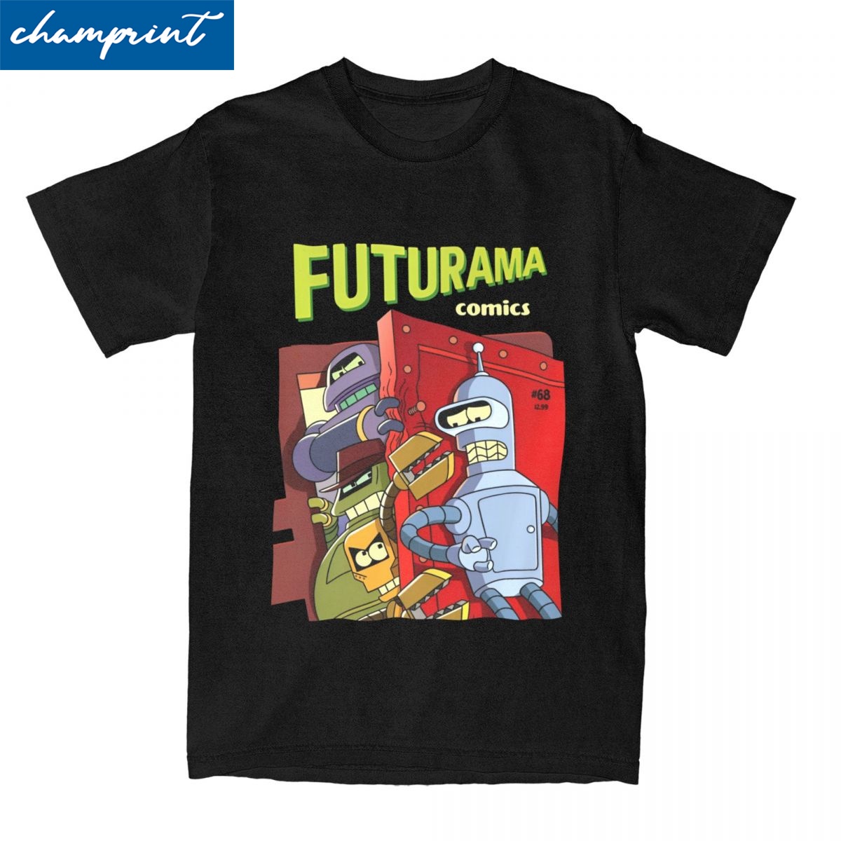 Hommes femmes Futuramas bande dessinée t-shirts 100% couverture en coton nouveauté à manches courtes col rond t-shirts 4XL 5XL 6XL T-Shirt
