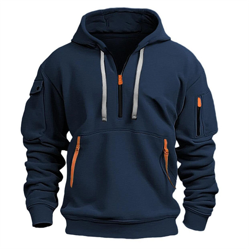 Sweat à capuche zippé multi-poches décontracté pour homme/femme, grande taille, coupe ample, pull tendance à manches longues