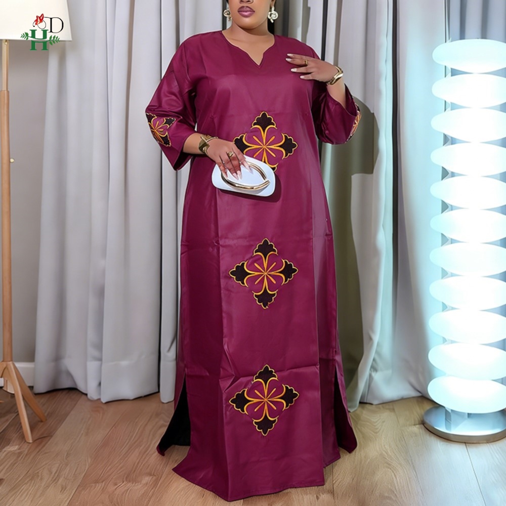 H & D Femme africaine tenue robe pantalon couvre-chef caftan robe marocaine broderie Dashiki à manches longues hauts Abayas Femme dubaï
