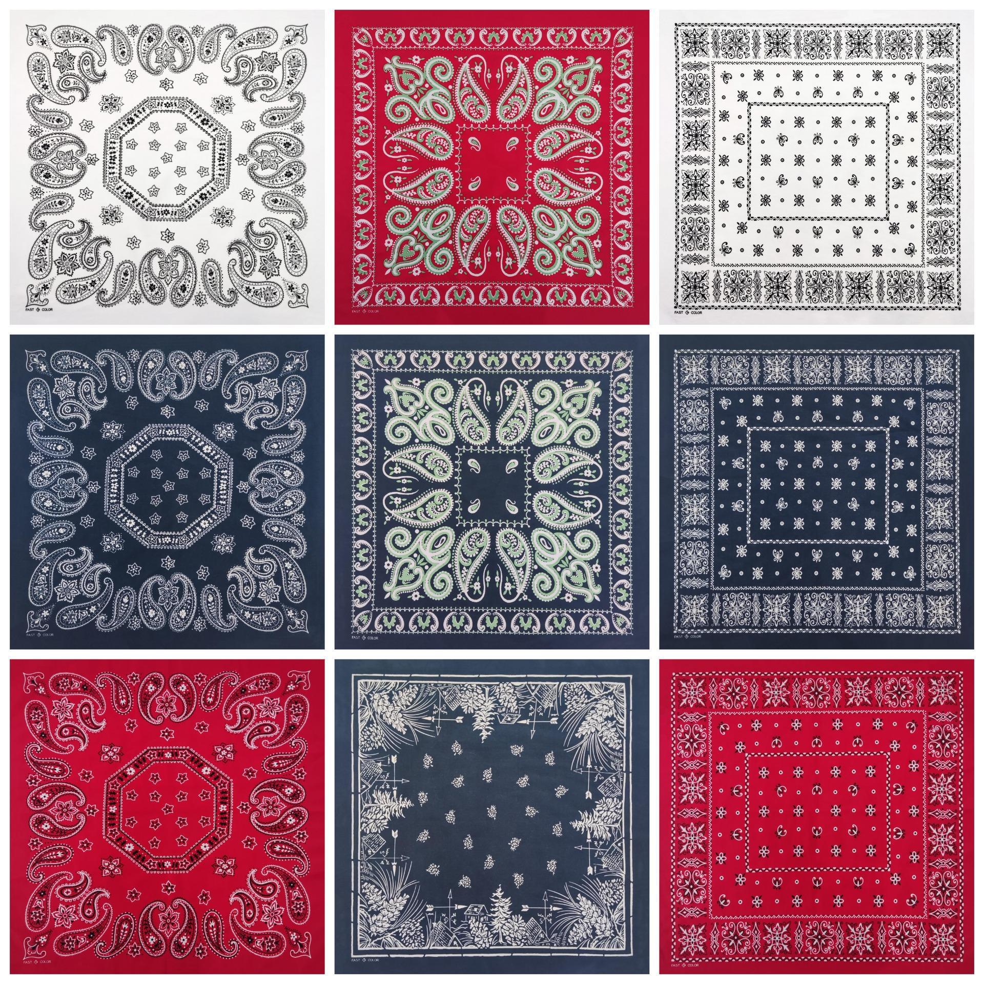 Nouvelle Mode Hip Hop 100% Coton Hommes Foulard de Poche Rouge Bleu Marine Blanc Paisley Bandanas Femmes Bandeau Foulard de Tête Neckerchief