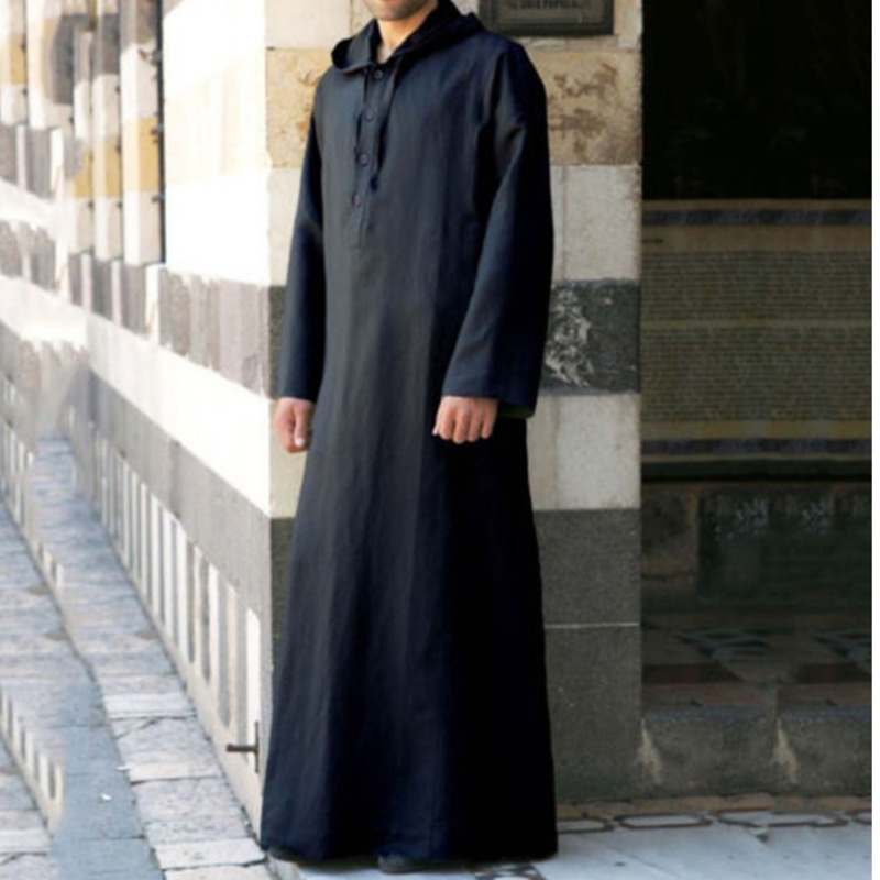 Robe à capuche à manches longues pour hommes, vêtements musulmans, document solide, Thobe Jubba, Dubaï, Moyen-Orient, Kaftan islamique, Arabie saoudite, 5XL