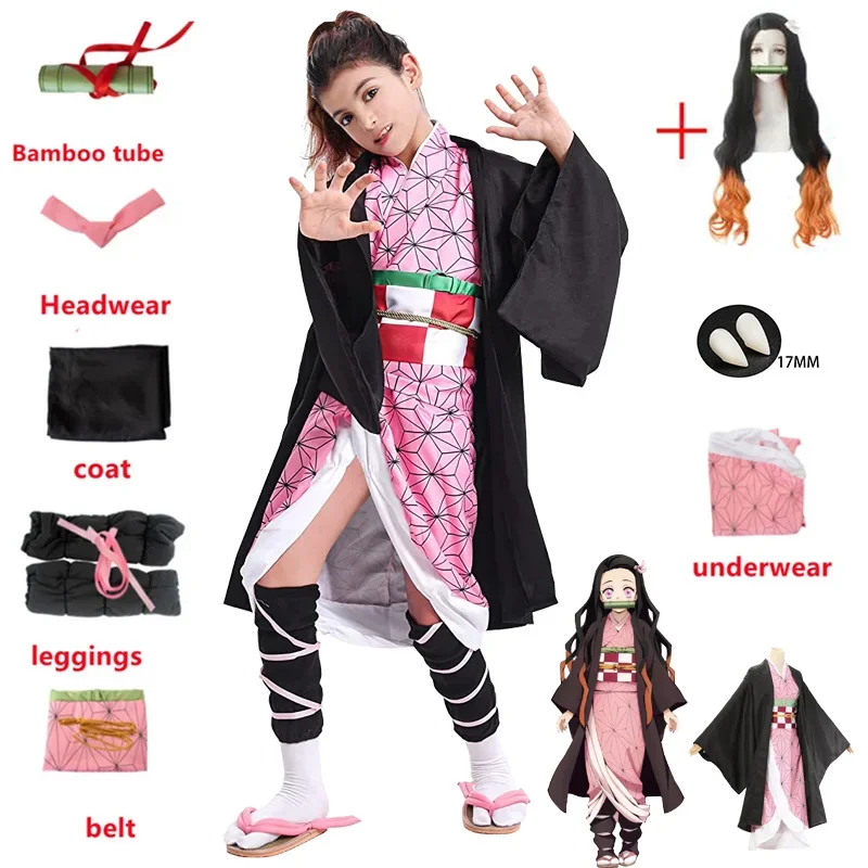 Nouveau Costume de Cosplay Kamado Nezuko, Uniforme Adulte pour Fête de Carnaval Anime Japonais, Costume d'Halloween pour Fille