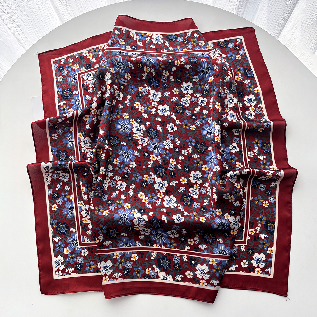 Élégant Foulard Floral pour Femme en Soie Imitation, Écharpes de Cou, Bandanas, Hijabs, Bandeaux, Châles Carrés et Étoles