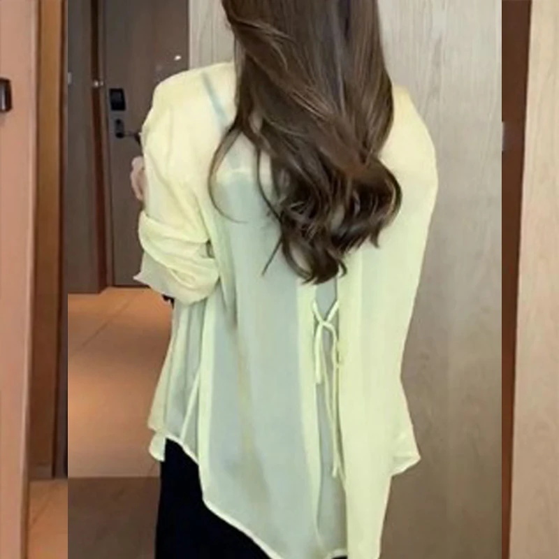 Chemises col chemise en mousseline de soie pour femmes été décontracté ample à la mode Cardigan Protection solaire T-Shirts sur mesure WCS 501152