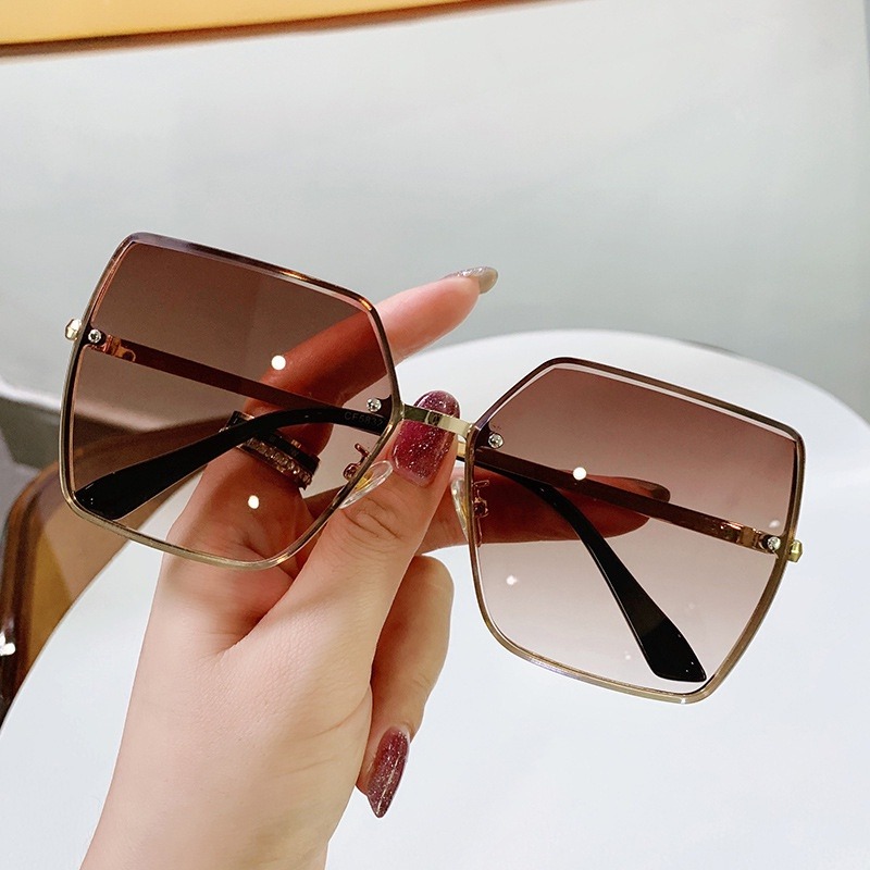 Lunettes de soleil à grande monture en métal pour femmes, lunettes de soleil, lunettes de soleil, Ins Hot