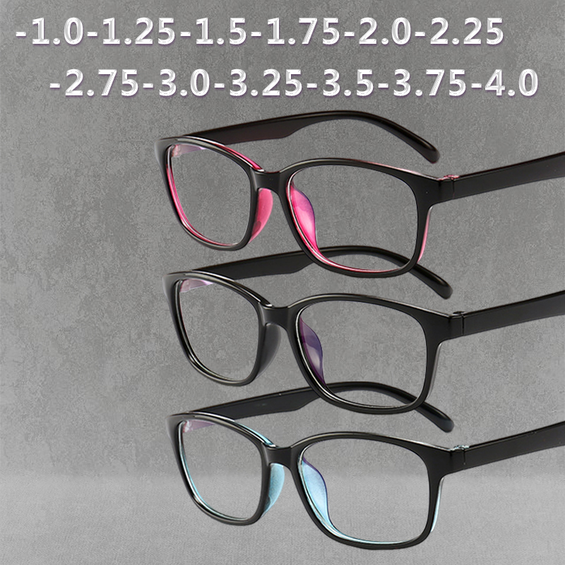Lunettes de myopie à monture noire-1.0 -1.25 -1.50 -1.75 -2.0 -2.5 -3.0 -4.0 femmes hommes fini lunettes de vue courte