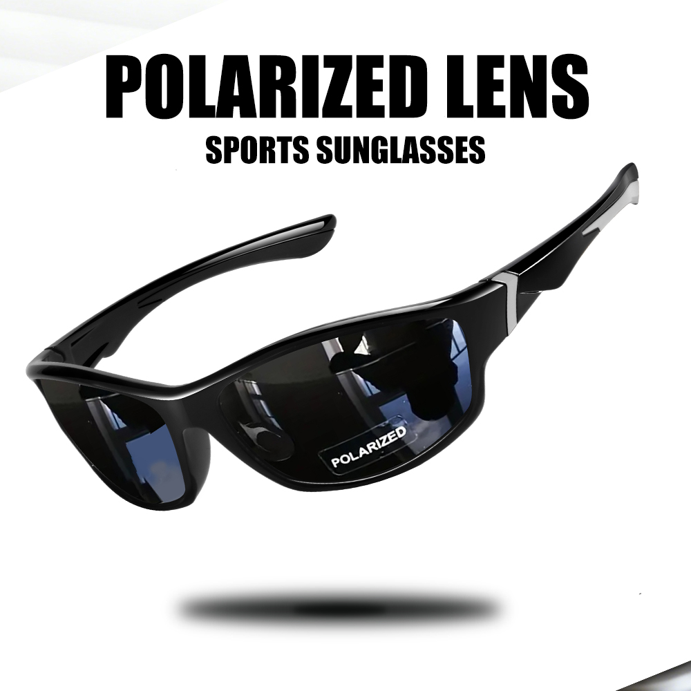 Lunettes de soleil polarisées pour hommes, lunettes de soleil de sport pour hommes: lunettes de soleil avec protection UV pour la pêche, la conduite, la course à pied, le cyclisme