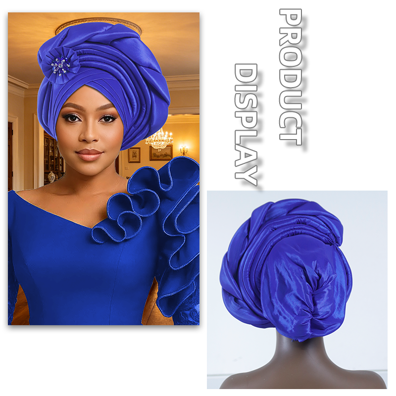 Turban africain tressé à motif floral en diamant pour femmes, Gele nigérian, Geles de mariage, foulards pour la tête, coiffure de fête