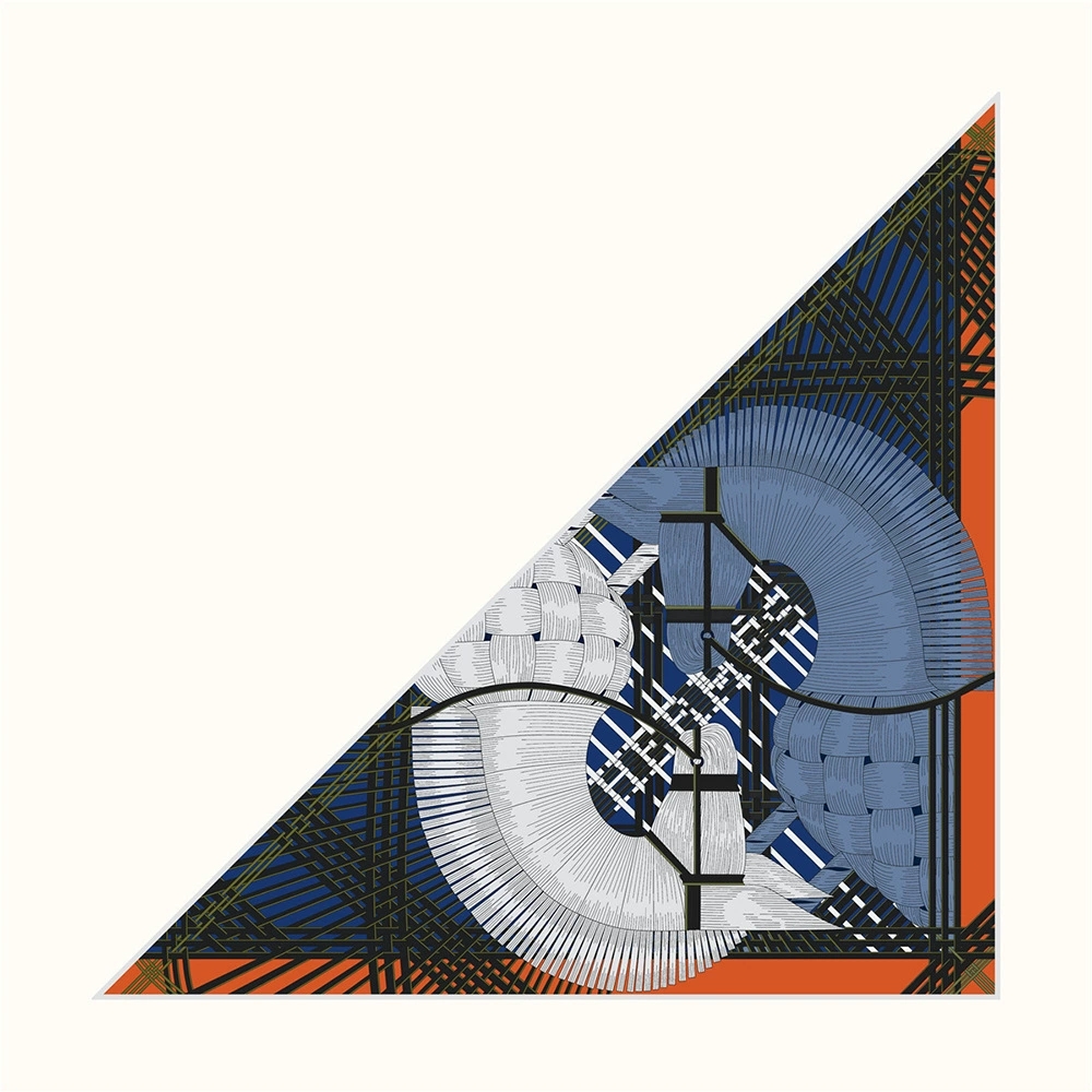 Triangle européen sergé écharpe châle Hijabs luxe Double têtes de cheval impression Bandana Foulard foulard pour dames
