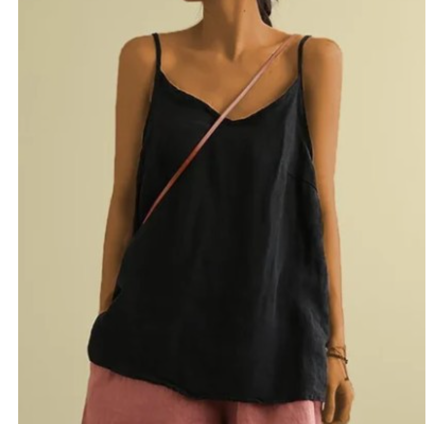 Débardeur fin et ample à col en V uni, sans manches, style décontracté, pour femme, idéal pour les vacances, polyvalent, été, simple