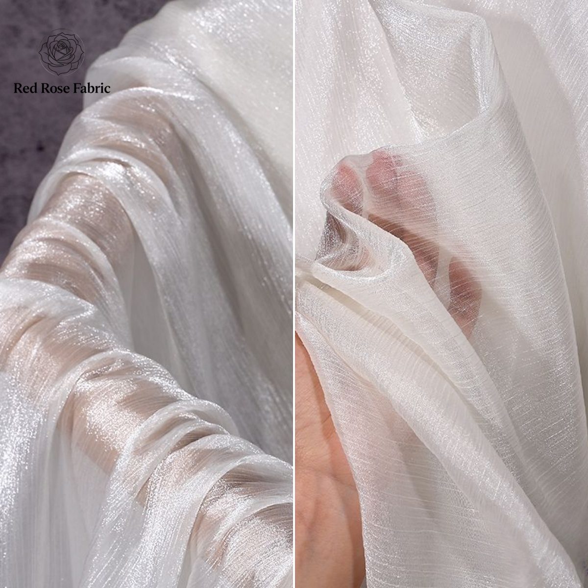 Tissu en soie argentée froissée, soie brillante froissée, chiffon semi-transparent pour la confection de robes, chemises, hauts et vêtements pour enfants