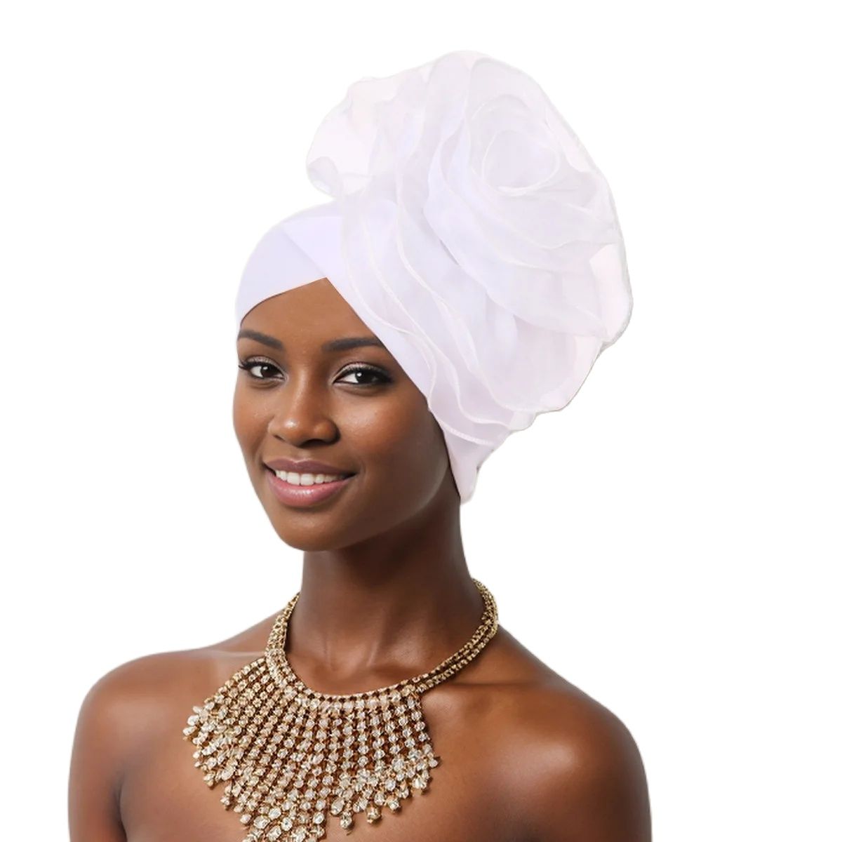 Turban Africain à Grande Fleur Exagérée pour Femme, Couvre-chef, Bandana, Église, ixde Mariage, Sauna, Écharpe, Chapeau, Document Solide