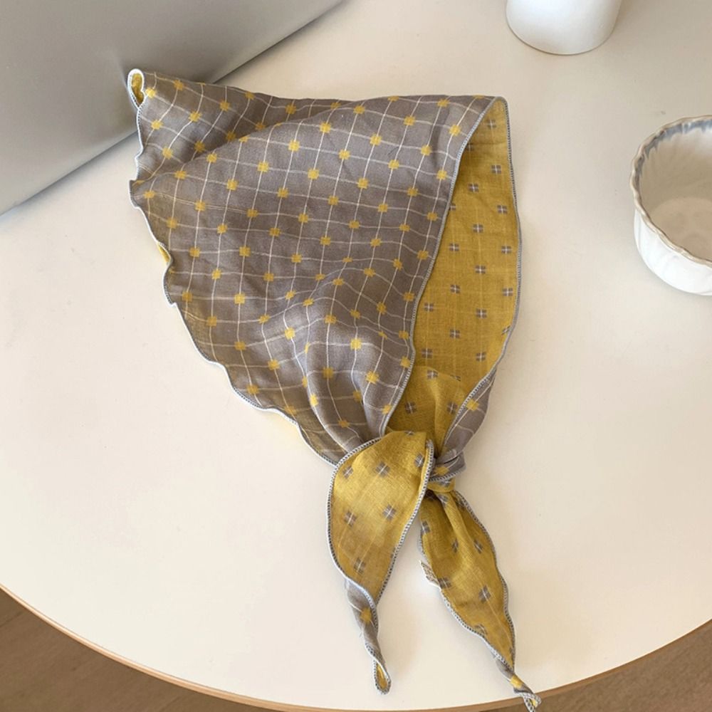Foulard en coton à motif losanges, turban fin, style pastoral, foulard coloré vintage, bandeau triangulaire pour les vacances