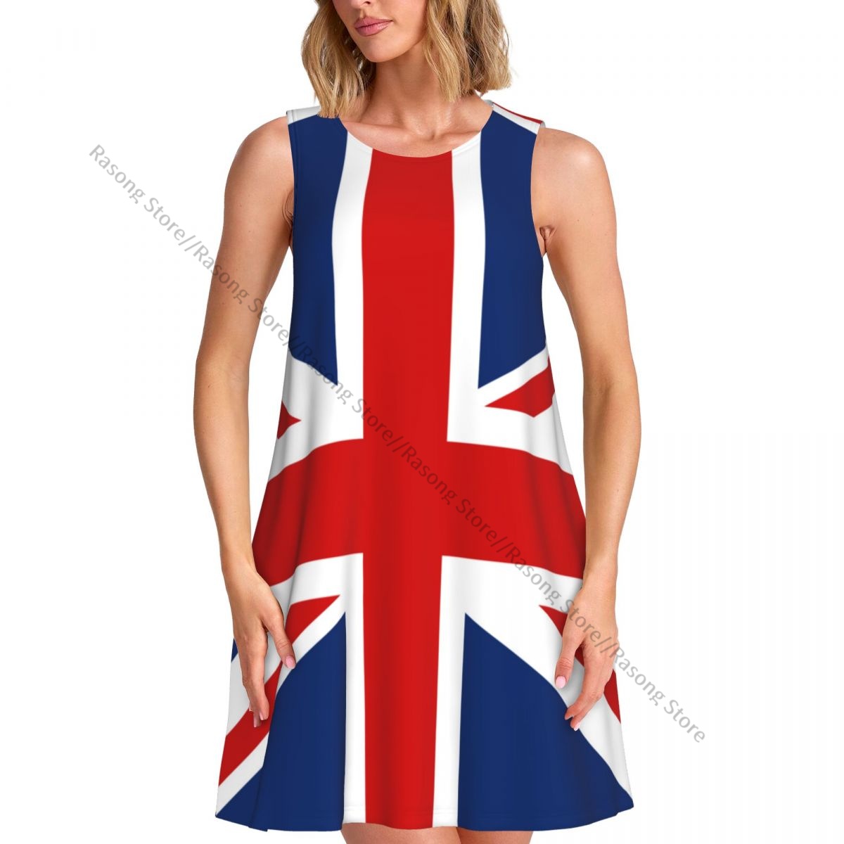 Robe d'été pour femmes, t-shirt décontracté, couverture de plage, drapeau britannique britannique, robe débardeur