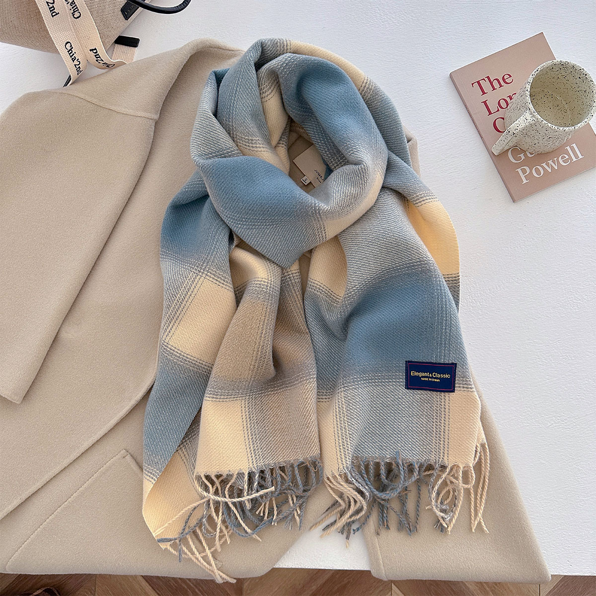 Écharpe chaude épaisse pour femmes, châle Pashmina de couleur avec pompon Long, fausse cachemire, couverture d'automne et d'hiver pour Wen, 50x210CM