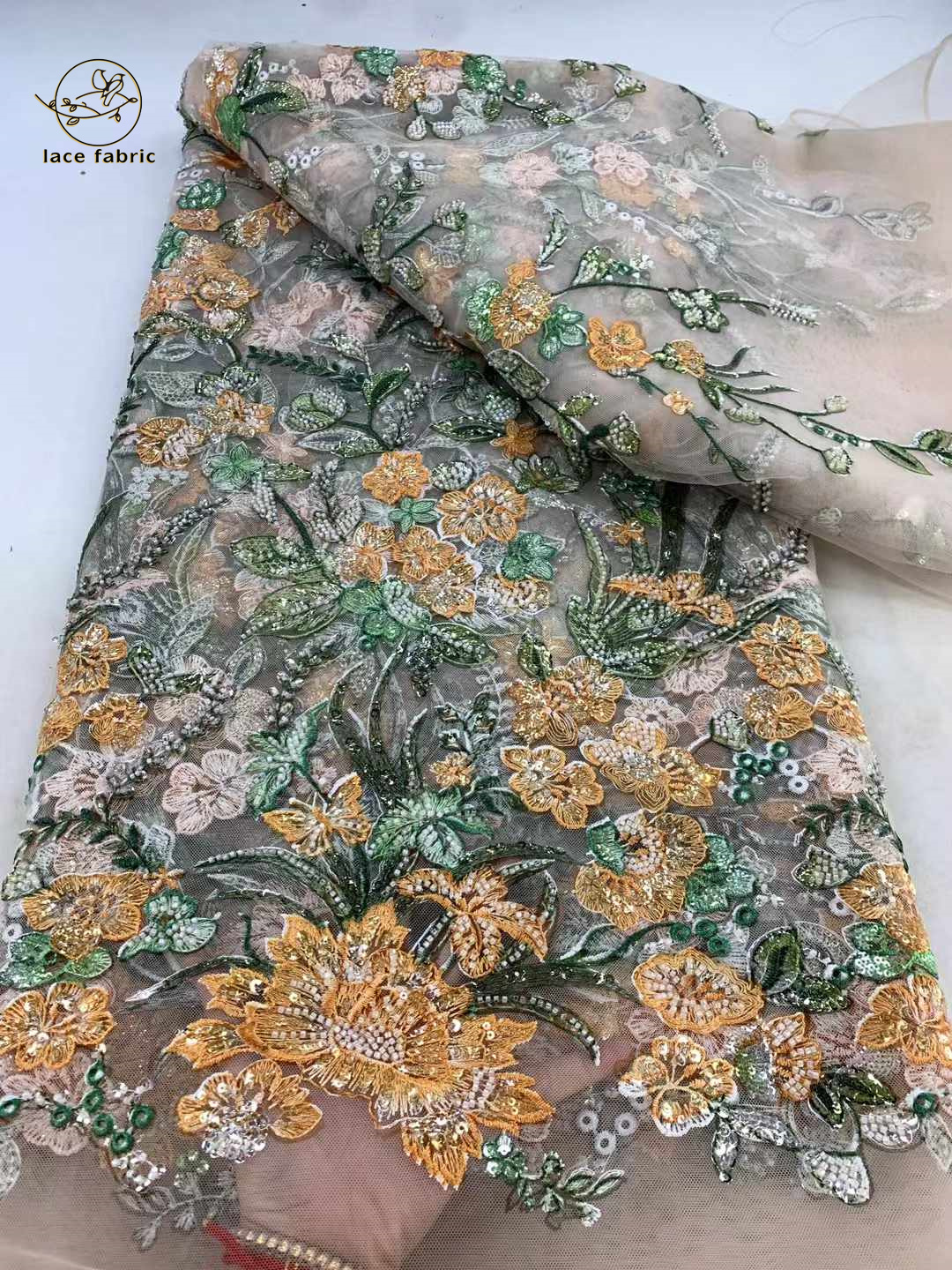Tissu de dentelle perlée de maille française, filet de tulle nigwin africain, paillettes pour robe de soirée de mariage, haute qualité, 2025