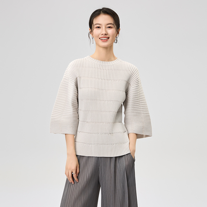 Haut en tricot polyvalent à la mode, qualité Boutique, automne 2025, Design Original de Style coréen, haut plissé surdimensionné, nouvelle collection