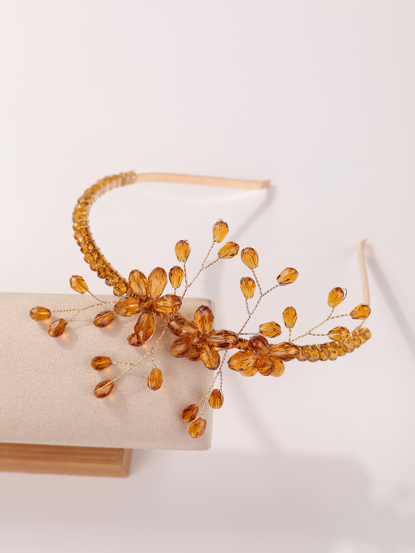 Serre-tête de luxe minimaliste en cristal floral - Accessoire de coiffure élégant haut de gamme pour tenue de soirée