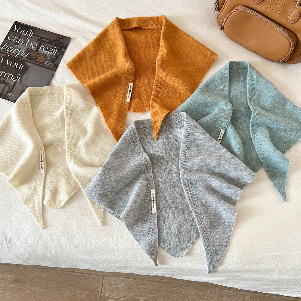 Niche laine écharpe pour femmes belle dame Triangle foulard tout-match tricoté silencieux foulard couleur unie châle écharpe
