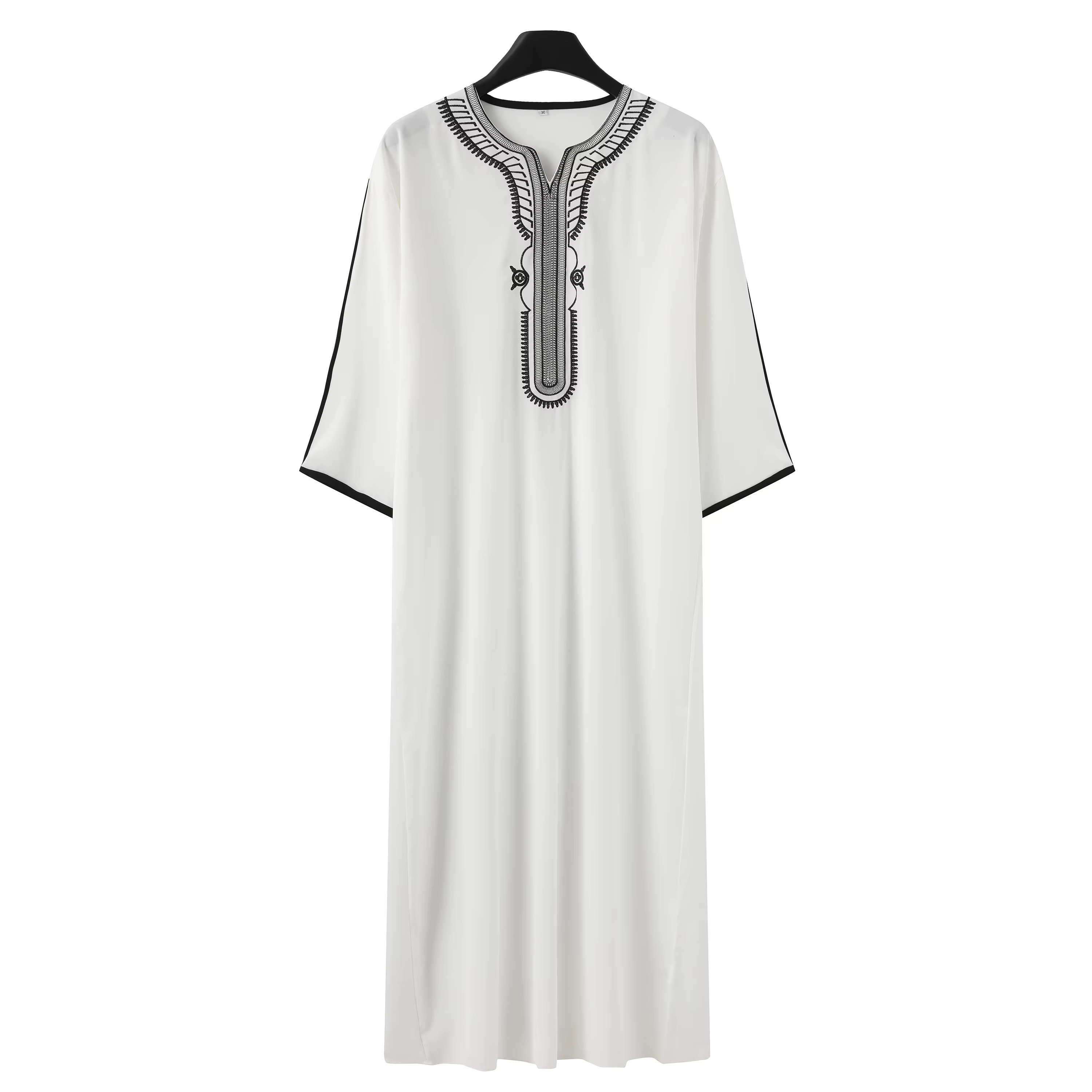 Robe longue pour homme de style marocain, robe longue blanche élégante avec broderie exquise, robe longue décontractée simple pour homme