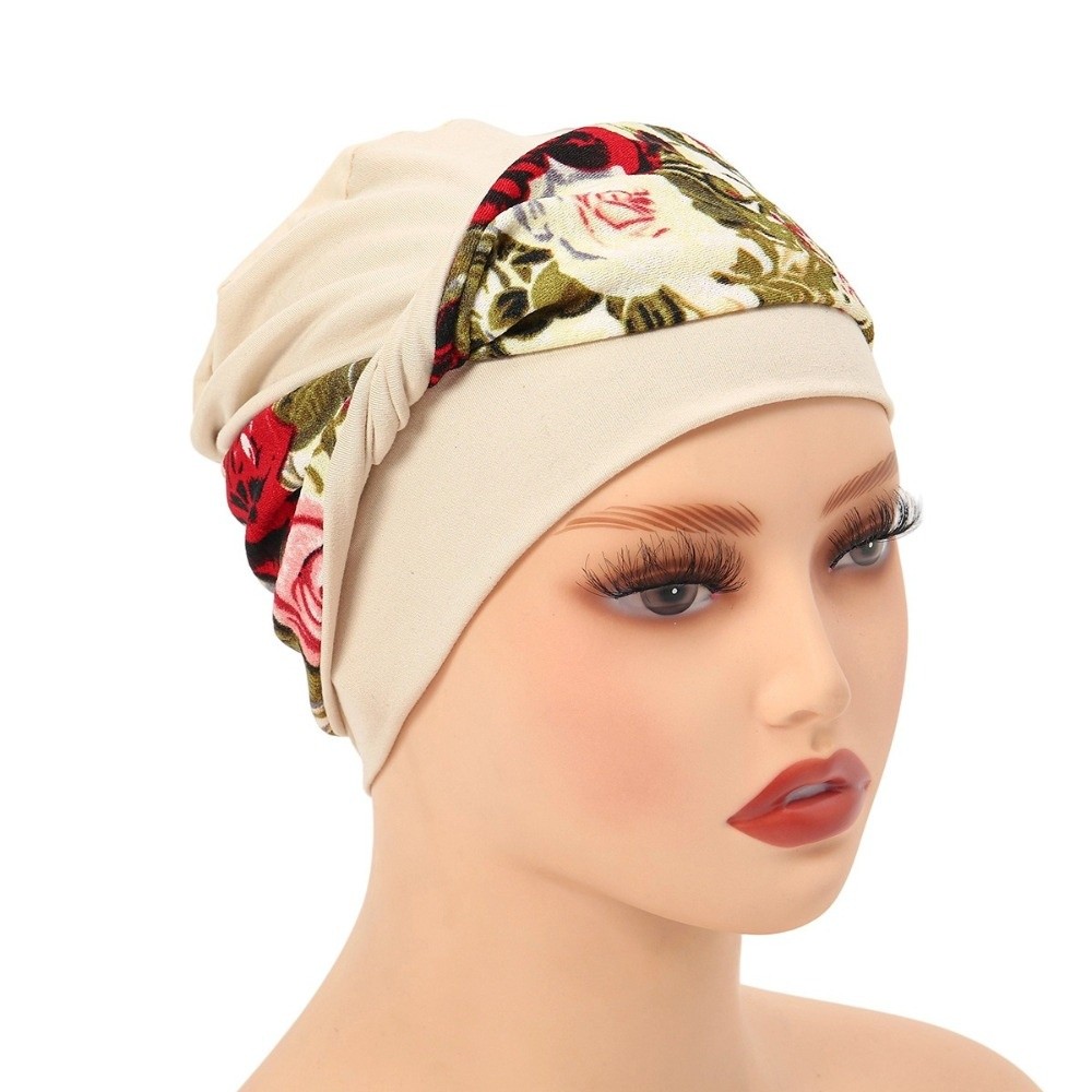 Chapeau Chimio Décontracté à Nœud Imprimé Floral, Élastique et Extensible, Turban Doux et Respirant pour Chimiothérapie