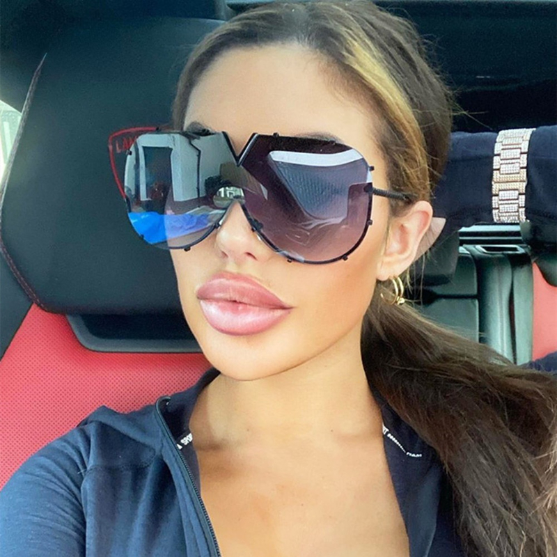 Lunettes de soleil UV400 à grand cadre pour hommes et femmes, lunettes de soleil d'extérieur incurvées en métal, lunettes de protection solaire pour adultes, mode de luxe vintage