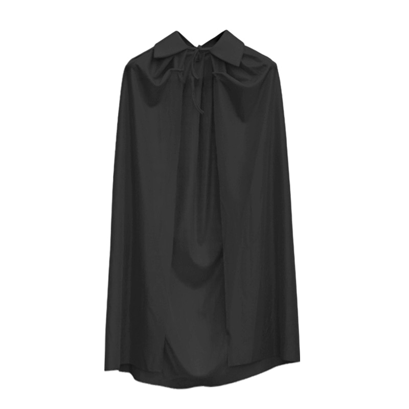 Cape noire pour homme, costume de cosplay d'Halloween, tenue de club, cape de Scélèbre Tueur, vampire, fantôme, sorcier, pour scène, unisexe, Bata Hombre