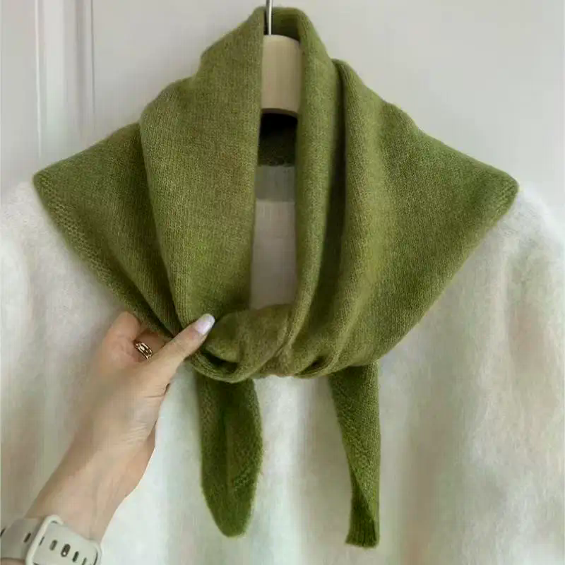 Écharpe triangulaire tricotée en laine pour femmes de Style coréen, foulard chaud multifonctionnel pour la mode et le Style