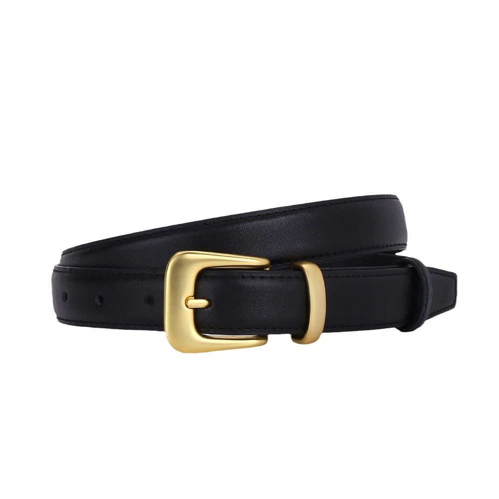Ceinture en cuir de vachette pour femme, ceinture de taille tendance style coréen, accessoire de vêtement décoratif pour jeans d'étudiante, ceinture fine en cuir pour femme