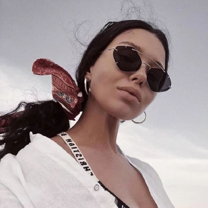 Lunettes de soleil carrées en diamant sans bords pour femmes et hommes, rétro, marque de styliste, UV400, nuances Oculos féminines Gafas