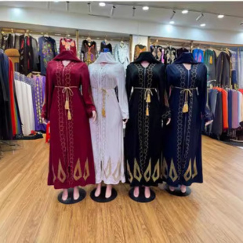 Nouvelles femmes robe élégante en mousseline de soie Abaya ouvert avec fermeture éclair femmes musulmanes robe vêtements islamiques Cardigan Abaya femmes robe musulmane