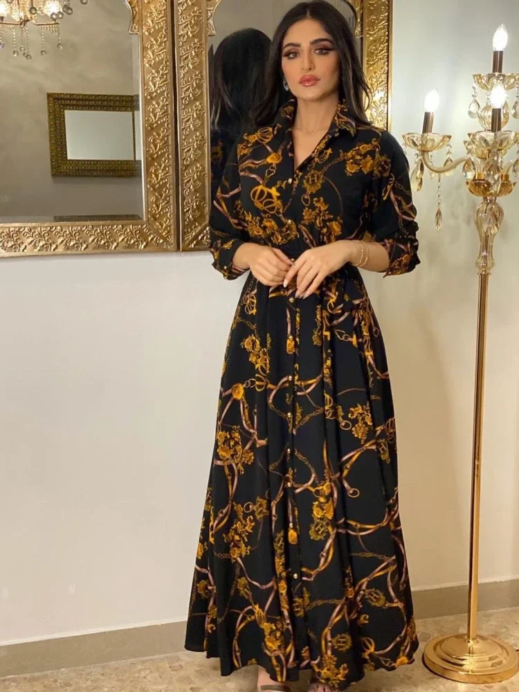 Robe Abaya musulmane pour femmes, chemise imprimée Ramadan, robes d'automne Turquie islamique, robe éducative élégante Inde marocaine, caftan arabe 2025