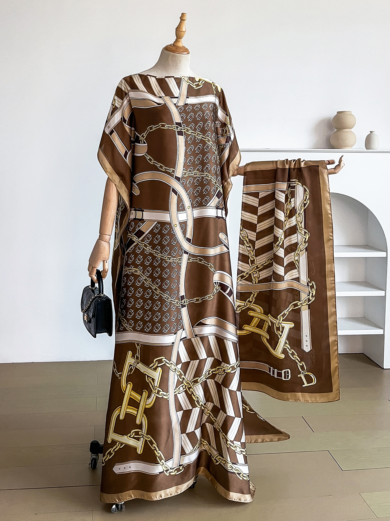 Abayas musulmanes pour femmes 2026 : Nouvelle mode, robes maxi élégantes en soie imprimée, amples et douces, style africain, avec ceinture et turban