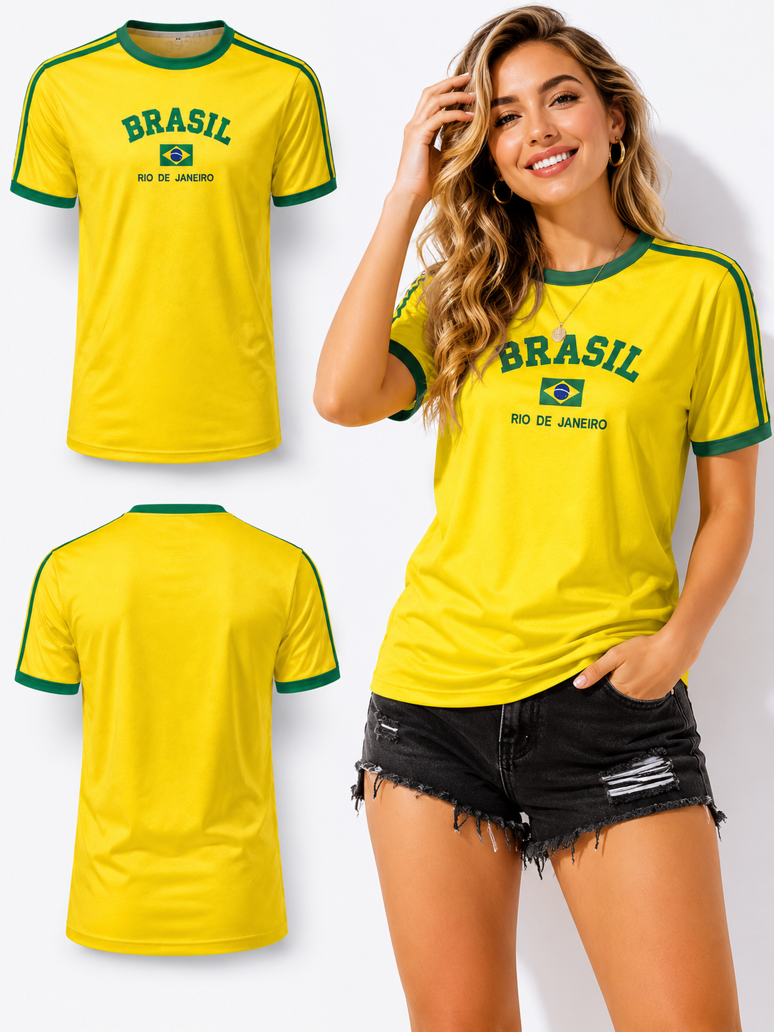 T-shirt de sport d'été pour le Brésil, style esthétique années 90, crop top décontracté à manches courtes, streetwear Kpop, vêtements vintage Y2K