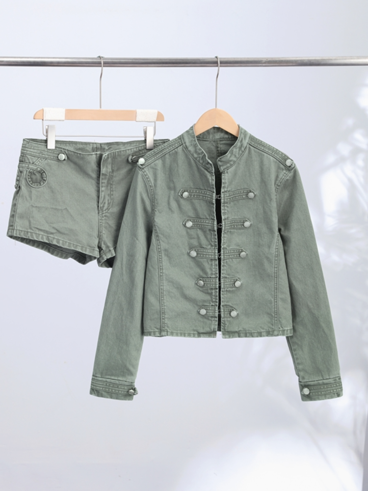 Ensemble Gilet en jean à col montant et pantalon large, haut sans manches à taille élastique, pantalon plissé, mode printemps 2026, chic et audacieux, pour femme