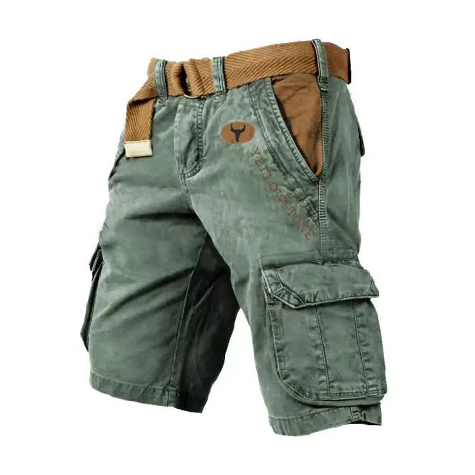 Salopette de Sport pour hommes, vêtements amples, pantalons décontractés cinq quarts, corde élastique, respirant, pantalon à nouer