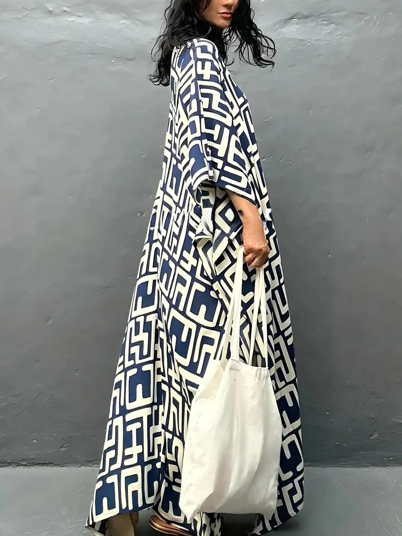 Robes caftans pour femmes, imprimé géométrique, grande taille, couverture de plage pour maillots de bain, col en V, tenues de vacances d'été, livraison directe