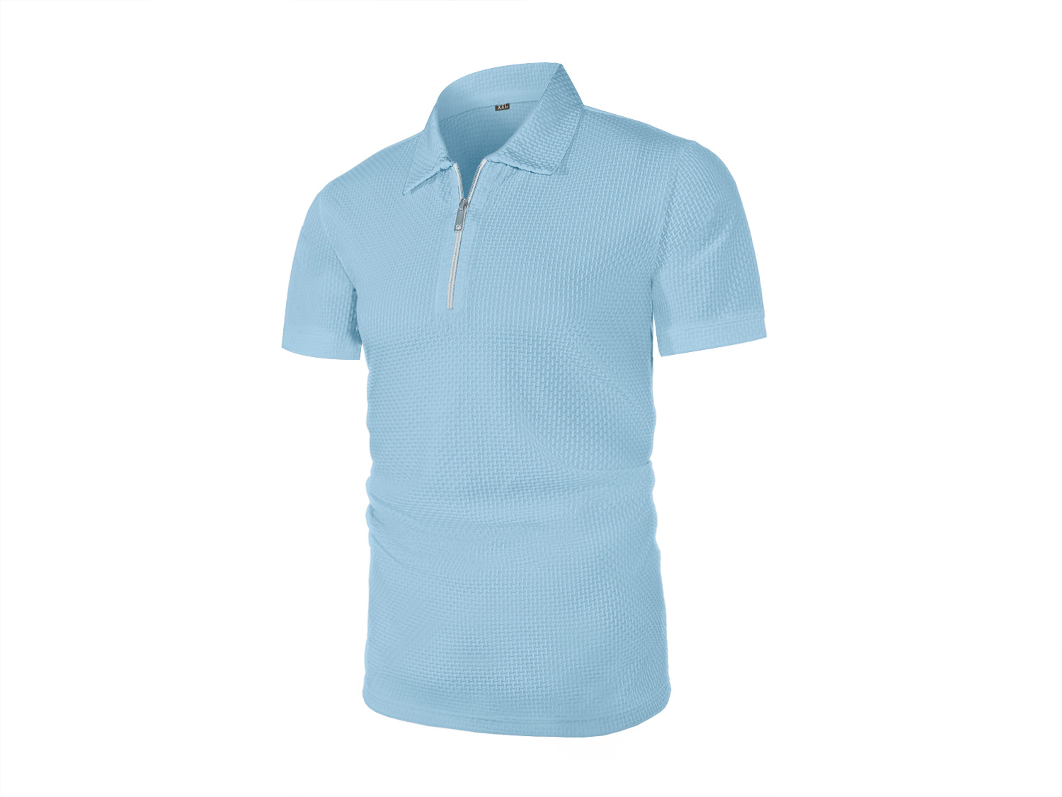 T-shirt à manches courtes pour hommes, haut d'été en soie glacée, fermeture éclair à revers, vêtements pour hommes