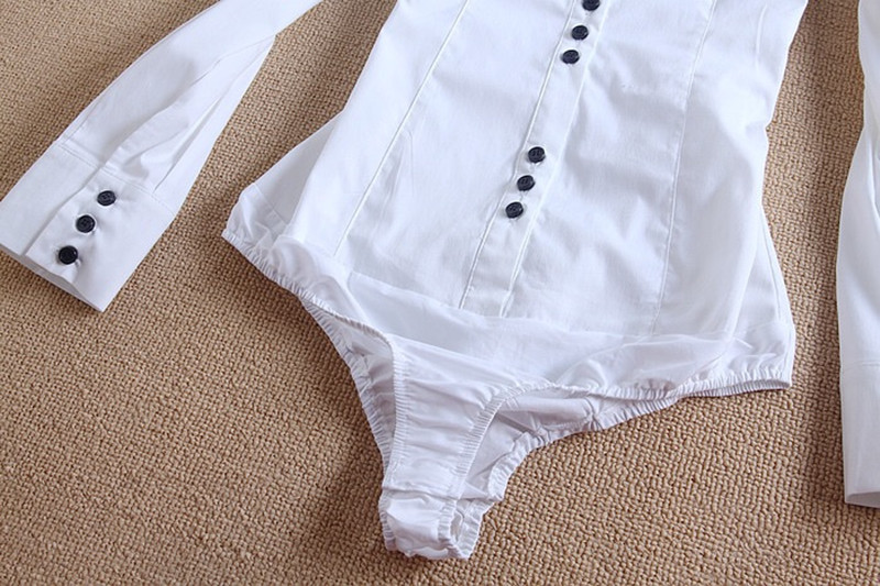 Femmes corps chemises et chemisiers à manches longues mode Body couleur blanche automne hiver hauts bureau dame travail chemise formelle femme