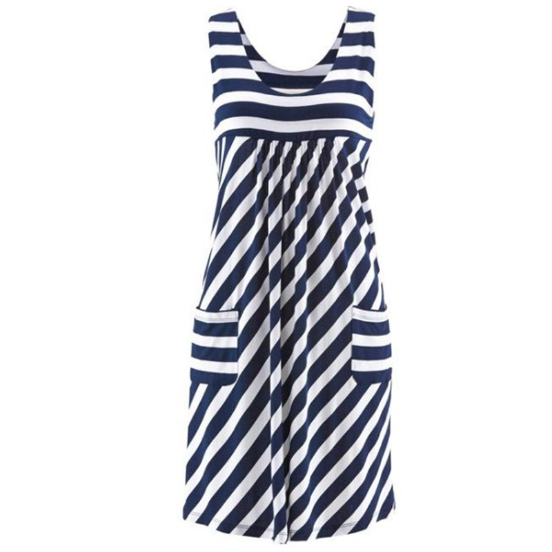 Robe d'été rayée à la mode, ample, simple, sans manches, vêtements pour femmes