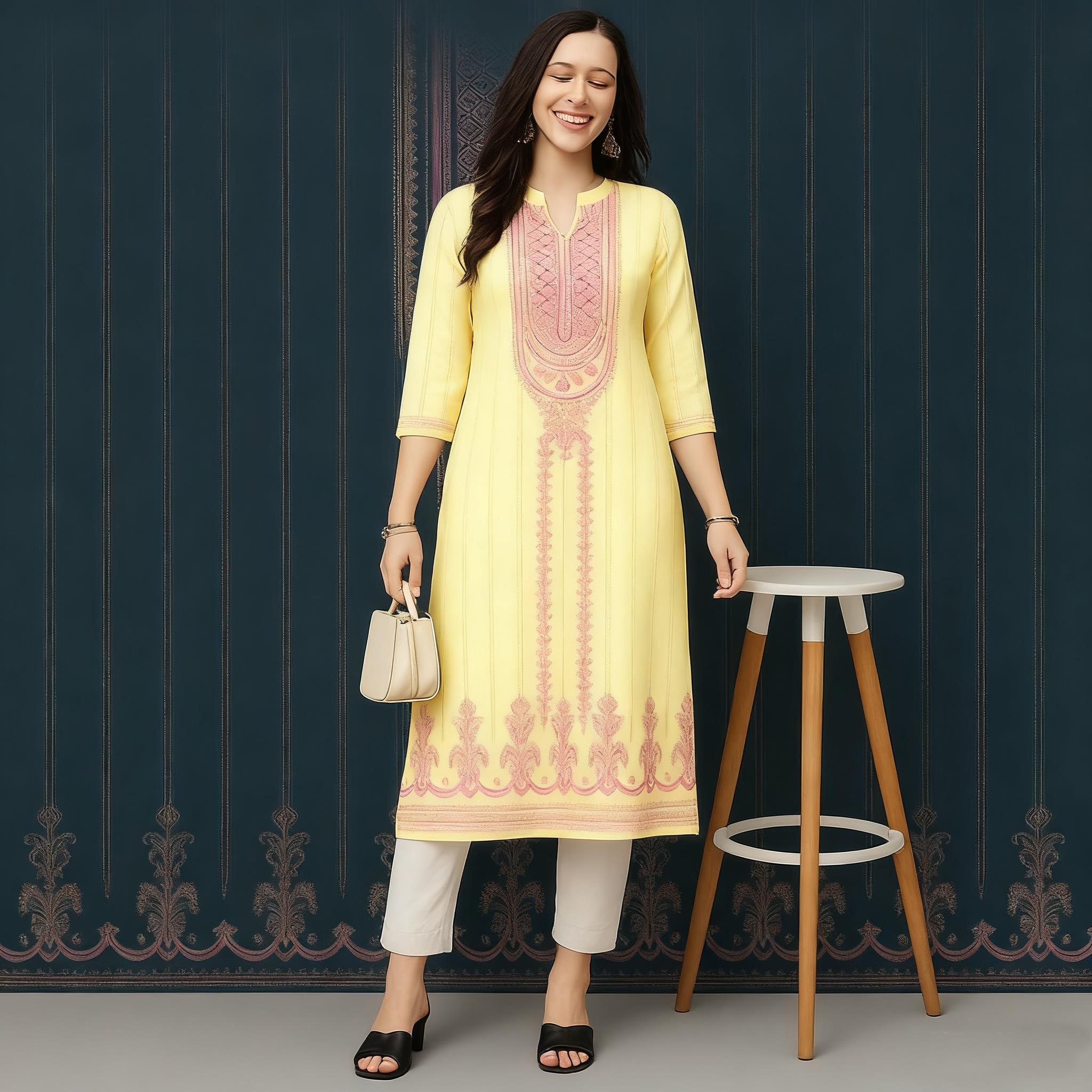Musulman Kurtta femmes Robe de mode décontractée style National Tube droit décontracté ethnique fleur caftan marocain femmes Robe