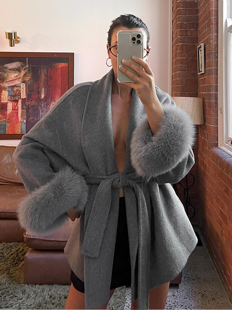 Manteau décontracté gland veste femmes mode Chic revers manches moyennes vestes courtes amples dame automne quotidien Highstreet vêtements d'extérieur