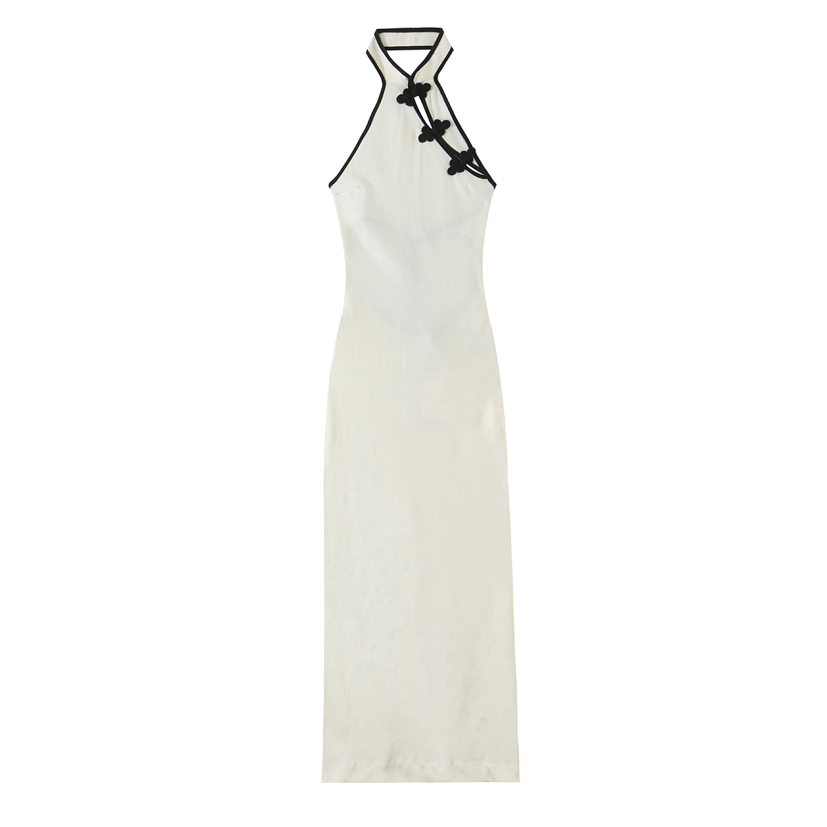 BSAY 2026 Robe Qipao mi-longue style chinois à col halter, boutons grenouille, jacquard, sans manches, moulante, élégante, pour femmes, idéale pour les soirées.