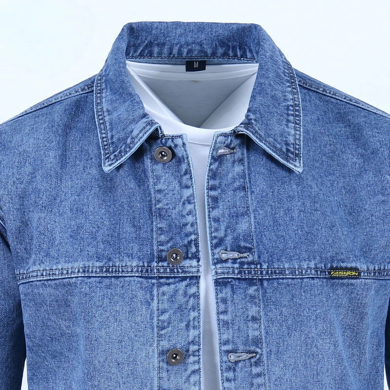 Veste en jean à bouton bleu pour homme, une pièce de tissu, prix bon marché, cowgirl à bas prix, automne, nouveau, Y2K, taille L