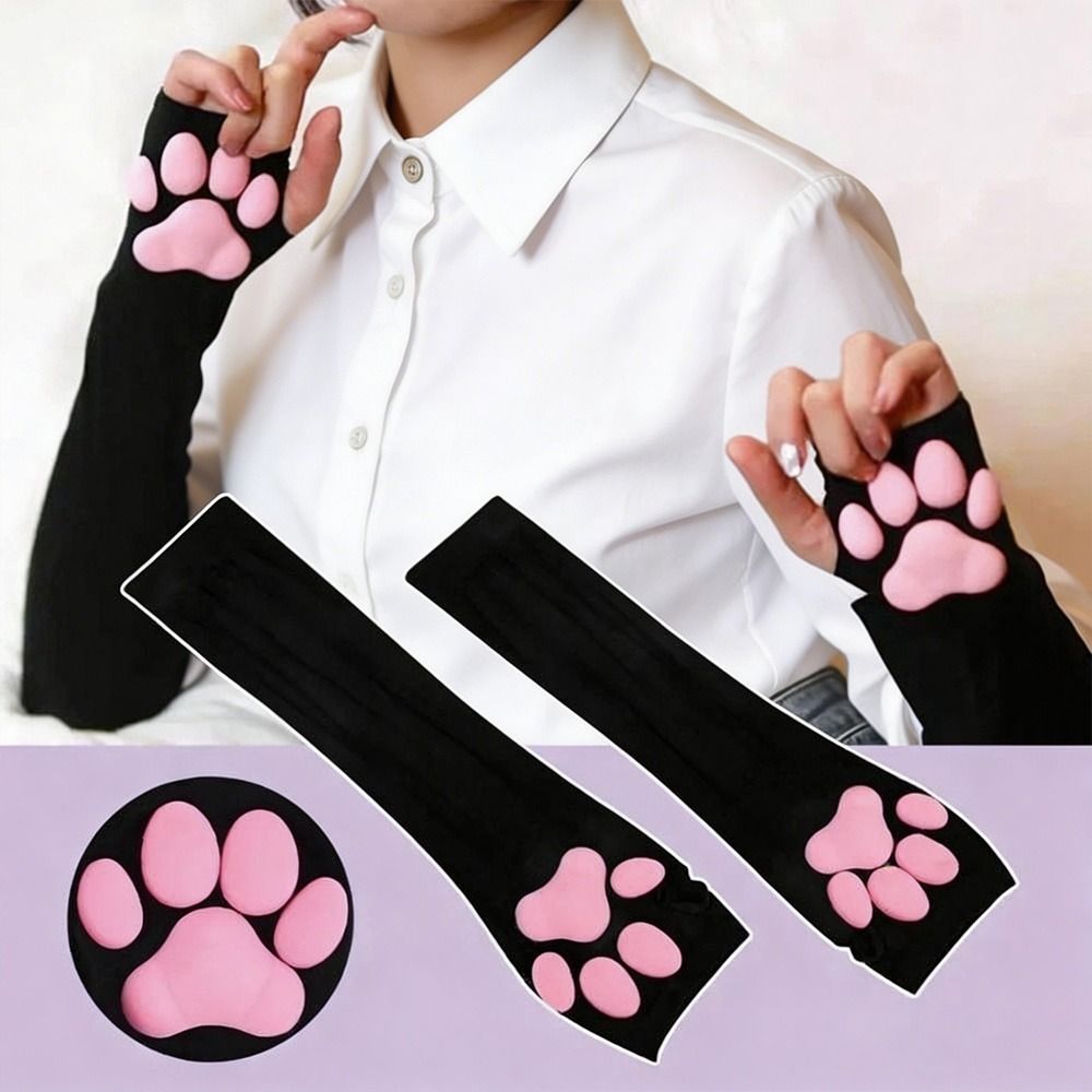 Manches de protection solaire 3D en soie glacée motif griffe de chat, anti-UV, absorbantes, rafraîchissantes, avec coussinets en silicone respirants pour les bras