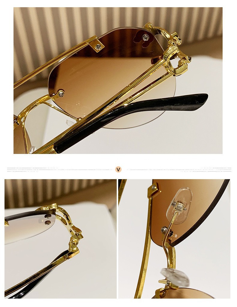 Sans monture femmes Lunettes De Soleil De luxe concepteur Vintage Uv400 hommes Lunettes De Soleil Lunette nuances De Soleil Femme Gafas De Sol Mujer Lentes