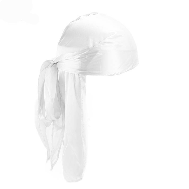 1 pièce Durag long unisexe en soie, foulard long en soie, Doo Rag musulman, chapeau de pirate, bonnets de chimiothérapie, chapeau de crâne, turban, bandeau pour cheveux, bandanas