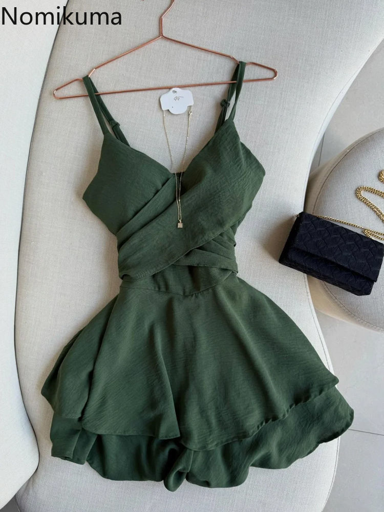 Robe d'été Chic femmes vêtements couleur unie sans manches fronde Robe Femme 2025 robes De Mujer taille mince plis Mini robes