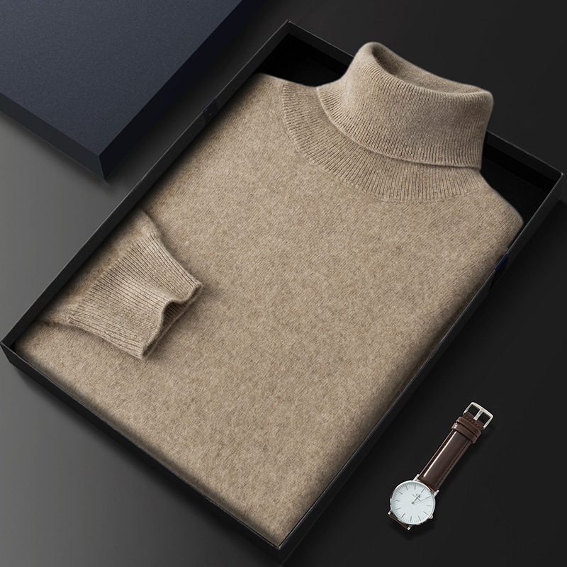 Pull à col roulé en laine de cachemire pur pour Homme, Pull tricoté doux, léger et chaud, collection automne-hiver 100%, 2023